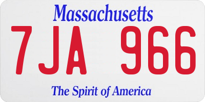 MA license plate 7JA966