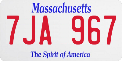 MA license plate 7JA967