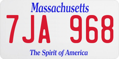 MA license plate 7JA968