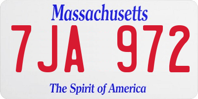 MA license plate 7JA972