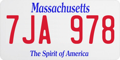 MA license plate 7JA978