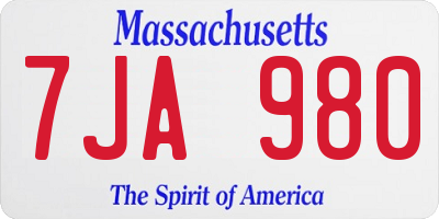 MA license plate 7JA980