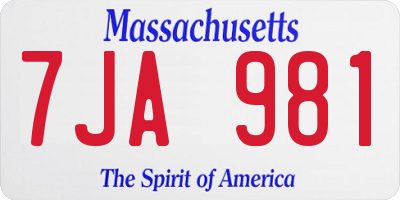 MA license plate 7JA981