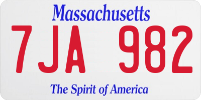 MA license plate 7JA982