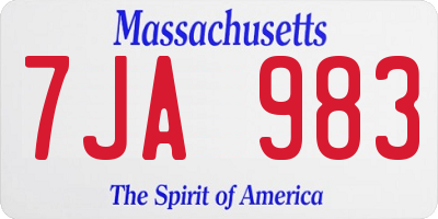 MA license plate 7JA983