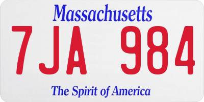 MA license plate 7JA984