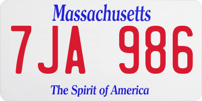 MA license plate 7JA986
