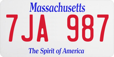 MA license plate 7JA987