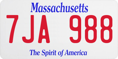 MA license plate 7JA988