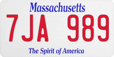 MA license plate 7JA989