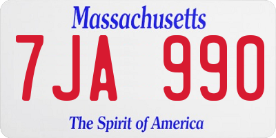 MA license plate 7JA990