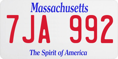MA license plate 7JA992
