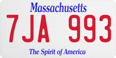 MA license plate 7JA993