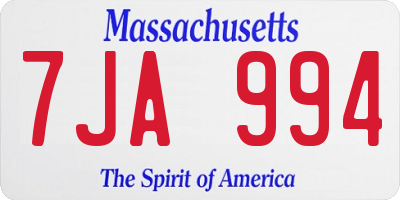 MA license plate 7JA994