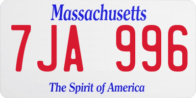 MA license plate 7JA996