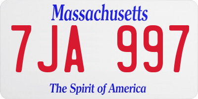 MA license plate 7JA997