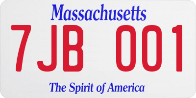 MA license plate 7JB001