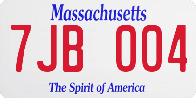 MA license plate 7JB004