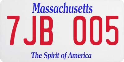 MA license plate 7JB005