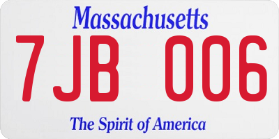 MA license plate 7JB006