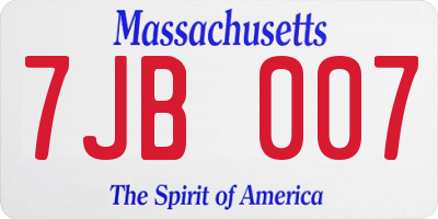 MA license plate 7JB007