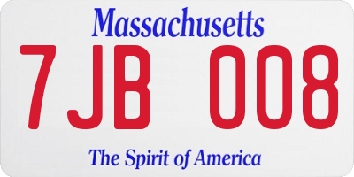 MA license plate 7JB008