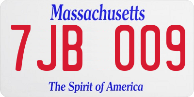 MA license plate 7JB009