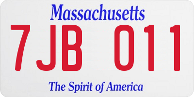 MA license plate 7JB011