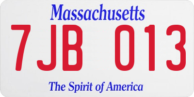 MA license plate 7JB013