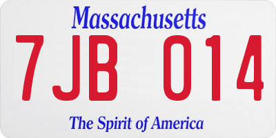 MA license plate 7JB014