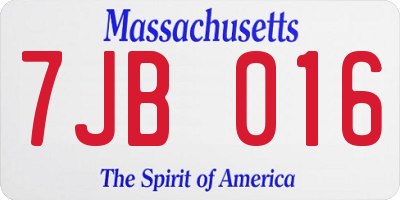 MA license plate 7JB016
