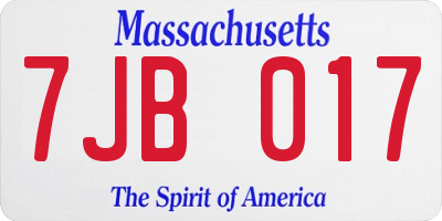 MA license plate 7JB017