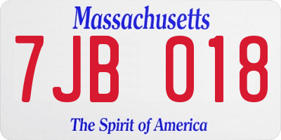 MA license plate 7JB018
