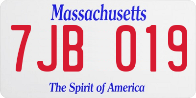 MA license plate 7JB019