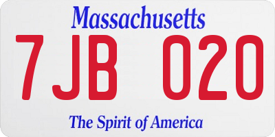 MA license plate 7JB020