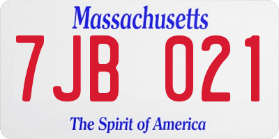 MA license plate 7JB021
