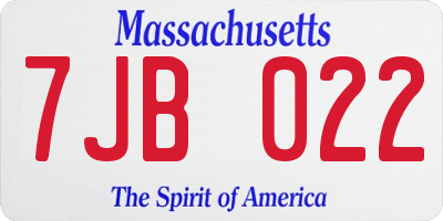 MA license plate 7JB022