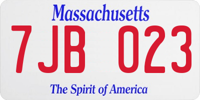 MA license plate 7JB023