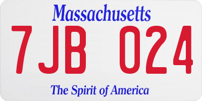 MA license plate 7JB024