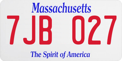 MA license plate 7JB027
