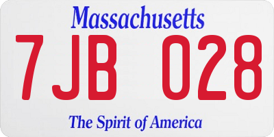 MA license plate 7JB028