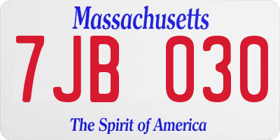 MA license plate 7JB030