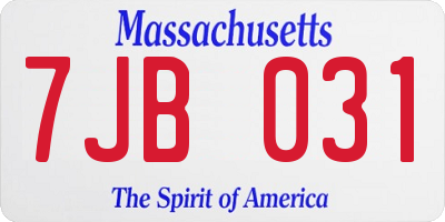 MA license plate 7JB031