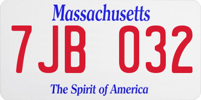 MA license plate 7JB032