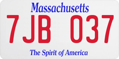 MA license plate 7JB037