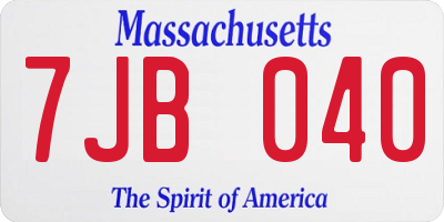 MA license plate 7JB040