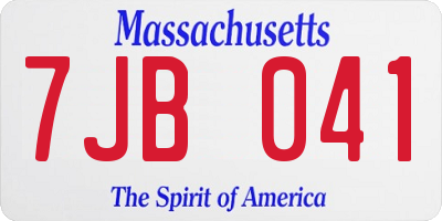 MA license plate 7JB041