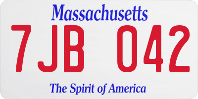 MA license plate 7JB042