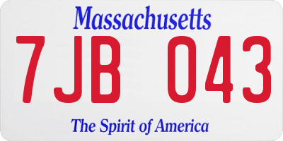 MA license plate 7JB043