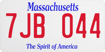 MA license plate 7JB044